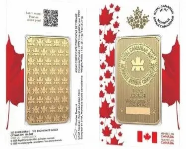 1 oz Royal Canadian Mint Gold Bar - Proudly Canadian Assay