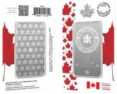 1 oz Royal Canadian Mint Silver Bar - Proudly Canadian Assay