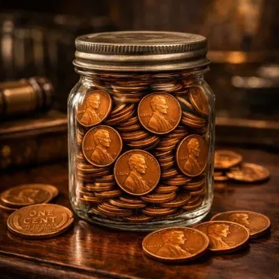 lincoln pennies in a jar