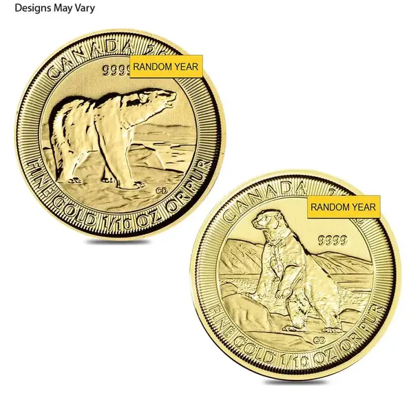 Default 1/10 oz Canadian Polar Bear Gold Coin BU (Random Year)