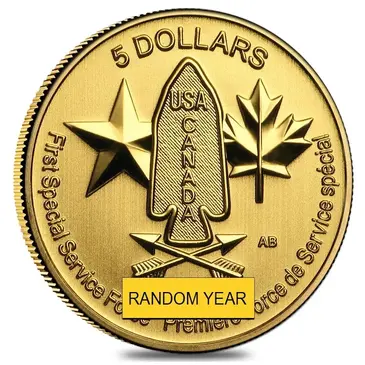 Default 1/10 oz Gold Canada Special Service Force $5 Coin BU (Random Year)