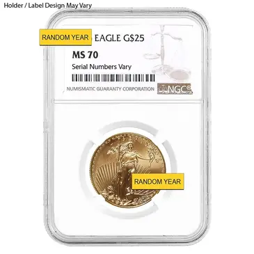 Default 1/2 oz $25 Gold American Eagle NGC MS 70 (Random Year)