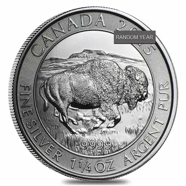 Default 1.25 oz Silver Canadian Bison $8 Coin .9999 Fine BU (Random Year)