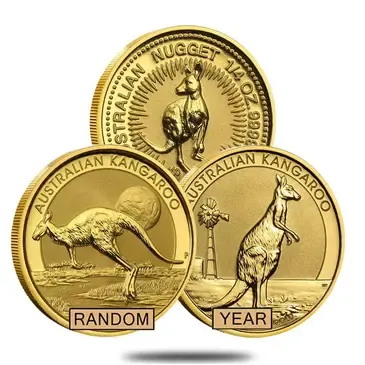 Default 1/4 oz Australian Kangaroo/Nugget Gold Coin .9999 Fine BU/PF (Random Year)