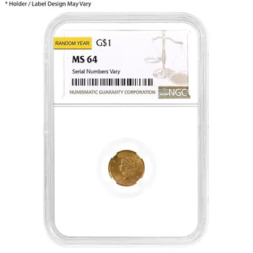Default $1 Gold Liberty Head Type 1 NGC MS 64 (Random Year)