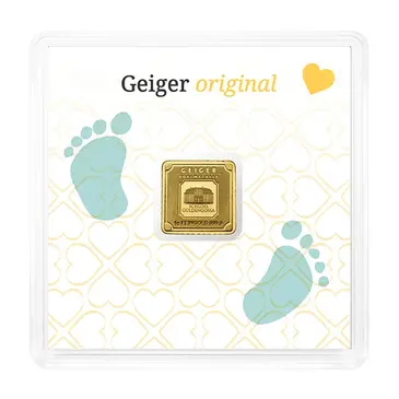 Default 1 gram Geiger Birth Original Square Gold Bar (In Assay)