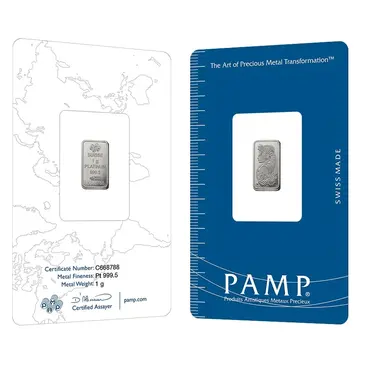 PAMP Suisse 1 gram PAMP Suisse Lady Fortuna Platinum Bar .9995 Fine (In Assay)