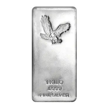 Default 1 Kilo Eagle Design Silver Cast Bar .9999 Fine