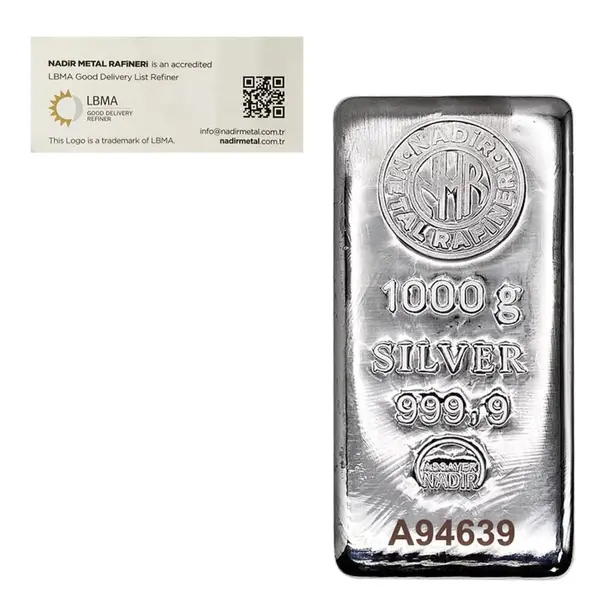 Default 1 kilo Nadir Refinery Silver Bar .9999 Fine