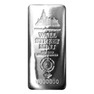 Default 1 Kilo Silver Bar Wall Street Mint .999 Fine