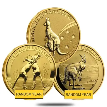 Australian 1 oz Australian Gold Kangaroo/Nugget Coin .9999 Fine BU (Random Year)