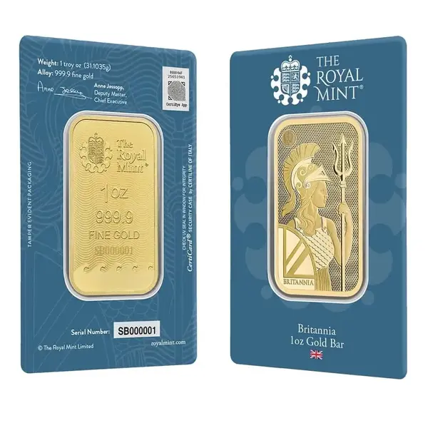 Default 1 oz Britannia Gold Bar .9999 Fine (New Assay)