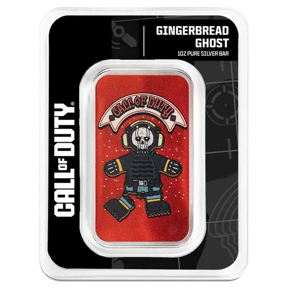Default 1 oz Call of Duty® Gingerbread Ghost Silver Bar .999 Fine (in TEP)