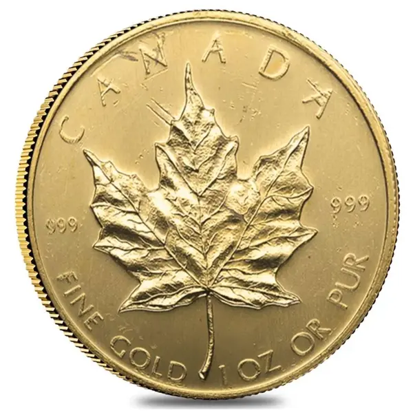 Default <p>1 oz Canadian Gold Maple Leaf Coin (Random Year, Abrasions)</p>