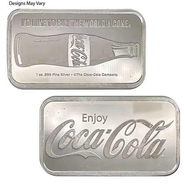 Default 1 oz Coca-Cola Silver Bar .999 Fine (Random Design)