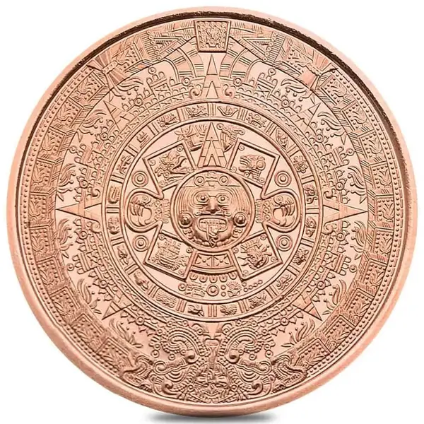 Default 1 oz Copper Aztec Calendar Round .999 Fine