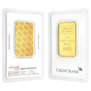 Credit Suisse 1 oz Credit Suisse Gold Bar .9999 Fine (In Assay)
