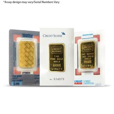 Default 1 oz Credit Suisse Gold Bar .9999 Fine (Vintage Assay)