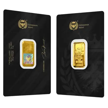 Default 1 oz Germania Mint Gold Bar .9999 Fine (In Assay)