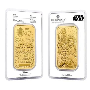 Default 1 oz Great Britain Star Wars Light Side Gold Bar .9999 Fine