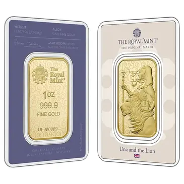 Default 1 oz Great Britain Una and the Lion Gold Bar .9999 Fine - The Great Engravers Collection
