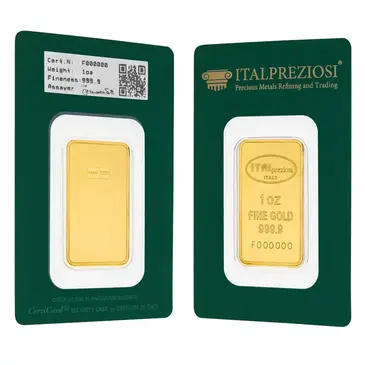 Default 1 oz Italpreziosi Italian Gold Bar .9999 Fine (In Assay)