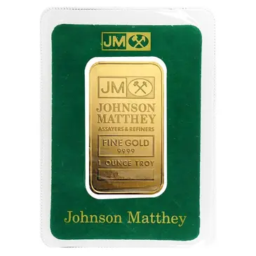 Johnson Matthey 1 oz Johnson Matthey Gold Bar .9999 Fine (In Assay)