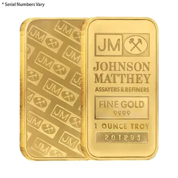 Default 1 oz Johnson Matthey Gold Bar .9999 Fine (Sealed)