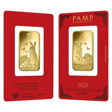 Default 1 oz PAMP Suisse Year of the Rabbit Gold Bar (In Assay)