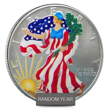 Default 1 oz Silver American Eagle $1 Colorized Coin (Random Year)