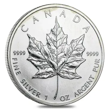 Canadian 1 oz Silver Canadian Maple Leaf (Milky, Cull, Damaged, Circulated, Cleaned)