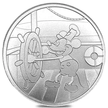 Default 1 oz Steamboat Willie Captain Silver Round .999 Fine