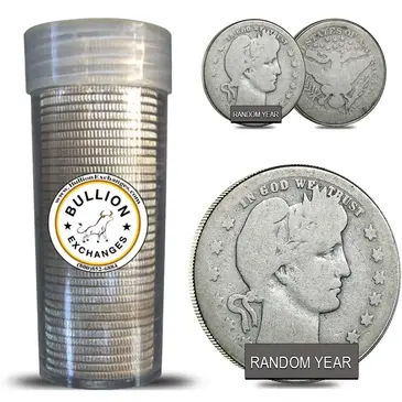 American $10 Face Value Barber Quarters 90% Silver 40-Coin Roll (Circulated)