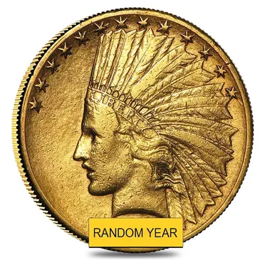 American $10 Gold Eagle Indian Head - Polished or Cleaned (Random Year)
