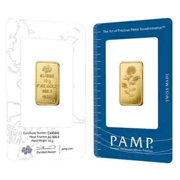 Default 10 gram PAMP Suisse Rosa Gold Bar .9999 Fine (In Assay)