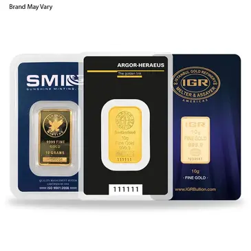 Default 10 gram Random Brand Gold Bar .999+ Fine (In Assay)