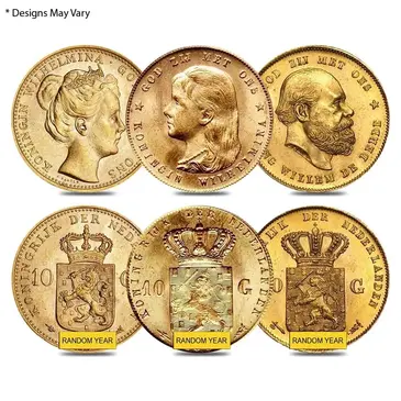 Netherlands 10 Guilder/Gulden Netherlands Gold Coin AGW .1947 oz AU/BU (Random Year)