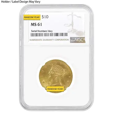 Default $10 Liberty Head Gold Eagle NGC MS 61 (Random Year)