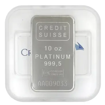 Credit Suisse 10 oz Credit Suisse Platinum Bar .9995 Fine (w/Assay)