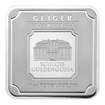 Default 10 oz Geiger Original Square Silver Bar .999 Fine (Sealed)
