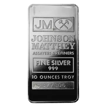 Johnson Matthey 10 oz Johnson Matthey Silver Vintage Bar .999 Fine
