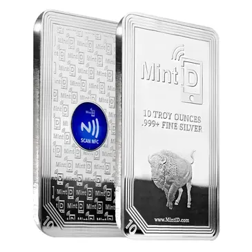 Mint ID 10 oz MintID Buffalo Silver Bar .999+ Fine (NFC Scan Authentication)