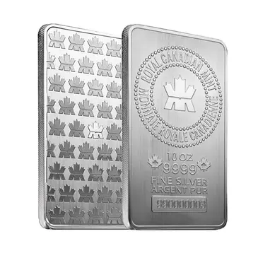 Canadian 10 oz Royal Canadian Mint (RCM) .9999 Fine Silver Bar (Sealed)
