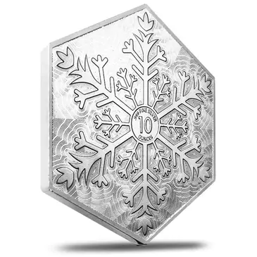 Default 10 oz Snowflake Hexagon Silver Bar .999 Fine (Sealed)