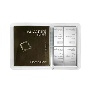 Valcambi 10 x 10 gram Silver Valcambi CombiBar .999 Fine (In Assay)