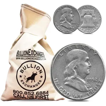 American $100 Face Value Bag - 200 Coins - 90% Silver Franklin Half Dollars 50c (Circulated)