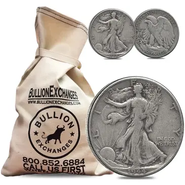American $100 Face Value Bag - 200 Coins - 90% Silver Walking Liberty Half Dollars 50c (Circulated)