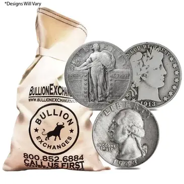 Default $100 Face Value Bag - 400 Coins - 90% Silver Quarters 25c (Circulated, Random Design)