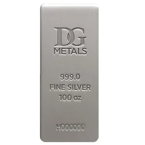 Default 100 oz Dillon Gage Metals (DG) Silver Cast Bar .9999 Fine
