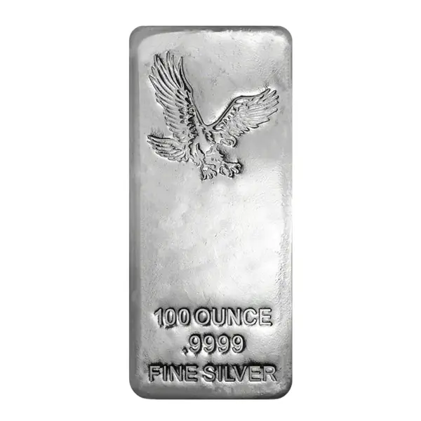 Default <p>100 oz Eagle Design Silver Cast Bar .9999 Fine</p>